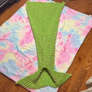 Hand stitched Green Mermaid Tail Blanket